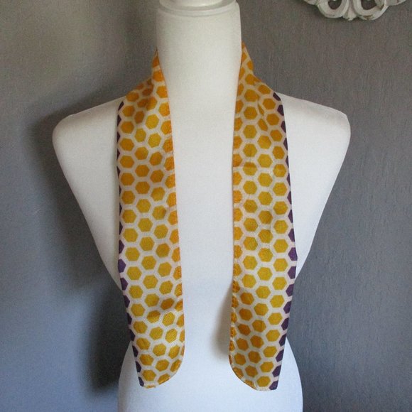 1960s petite purple & yellow honeycomb scarf - Picture 4 of 5